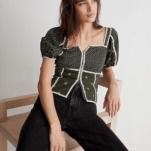 Madewell Black and White Polka Dot Blouse